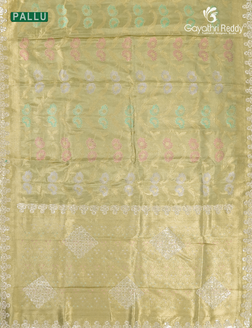 Semi Kanchipuram Silk Fancy Saree in Mehendi Green