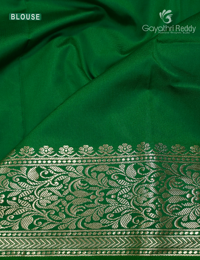 Semi Banaras Katan Silk Saree in Lilac and Parrot Green