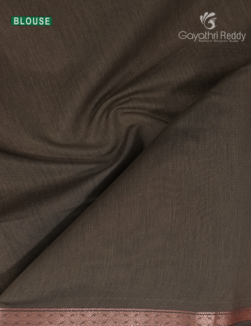 Kanchipuram Sico Saree in Navy Blue and Olive Grey