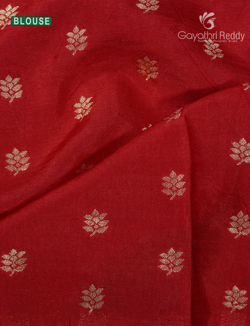 Semi Mysore Crepe Saree in Deep violet and Red