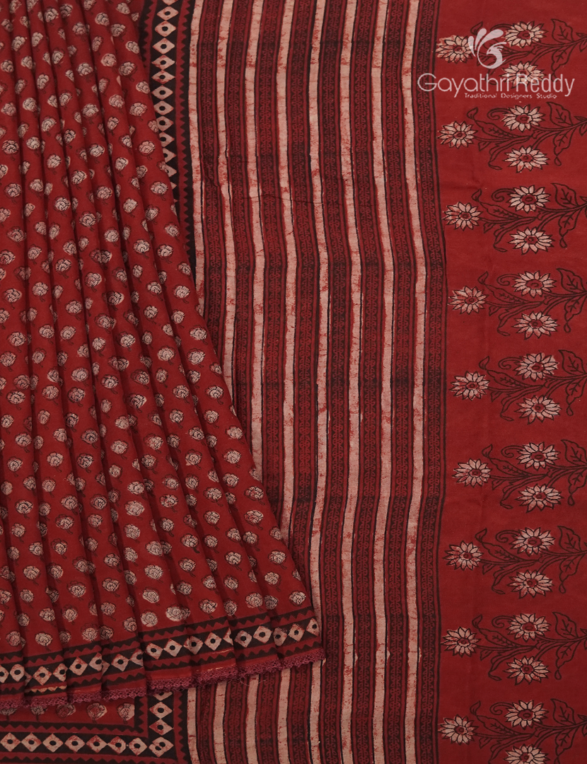 Pure Modal Silk Fancy Saree in Rust Red