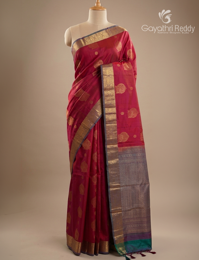 Pure Kanchipuram Silk Saree in Rose Pink