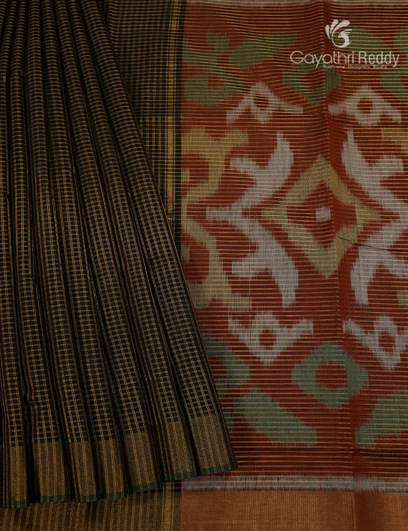 Semi Ikat Silk Saree in Deep Snuff