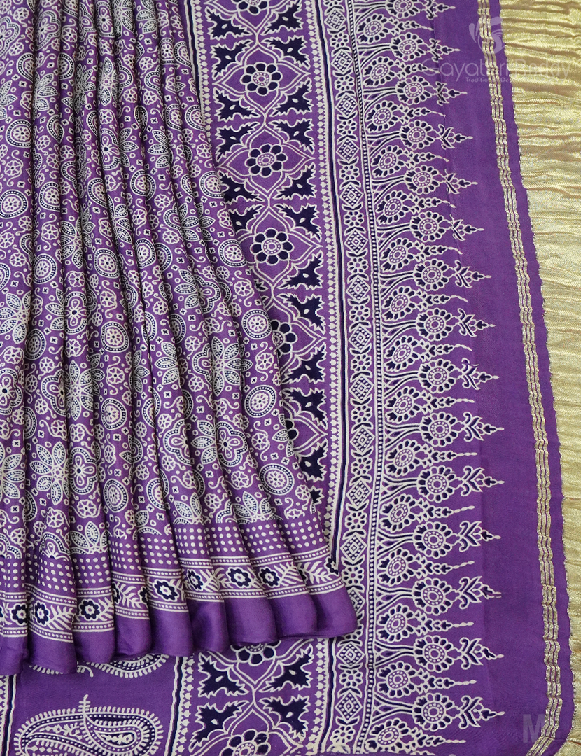 MODAL AJRAKH PRINT SAREE-PMS86