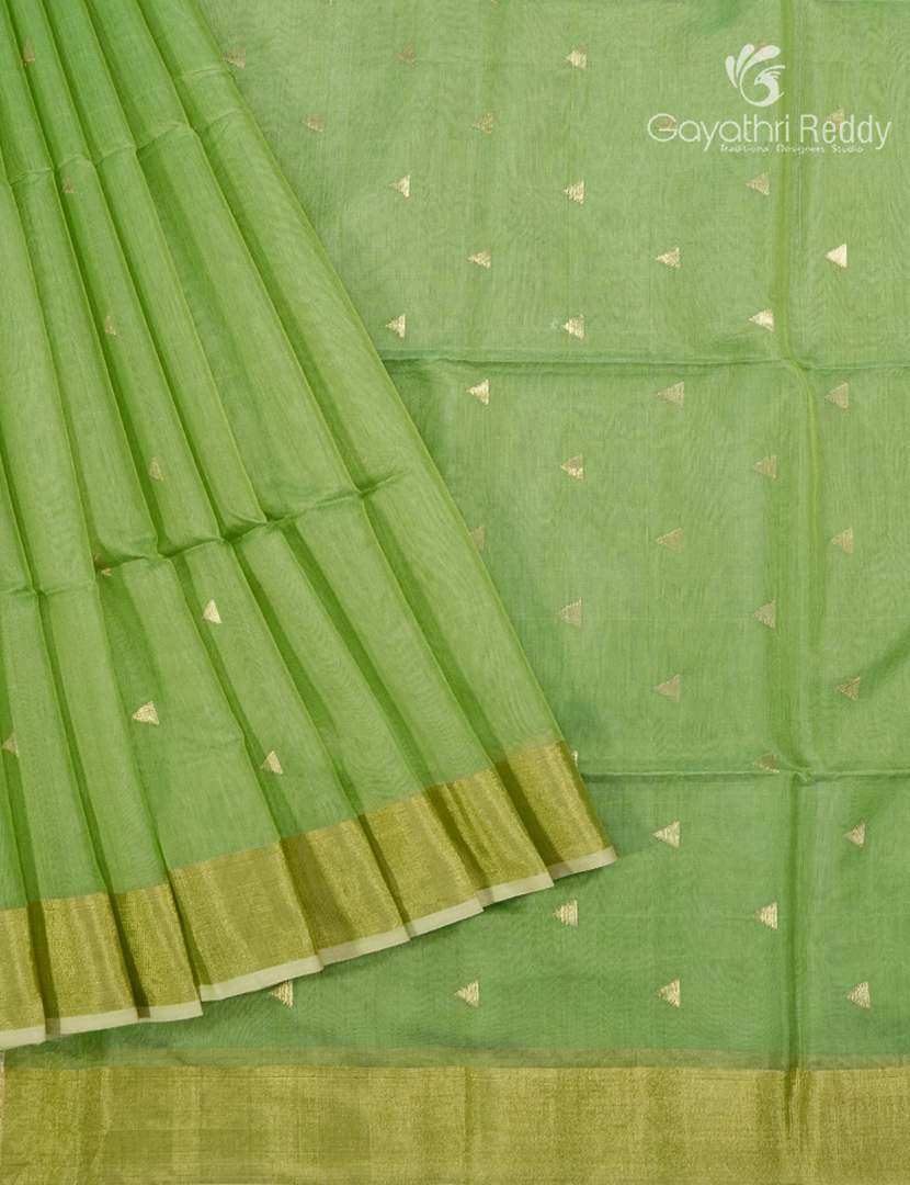 Pure Chanderi Sico in Parrot Green
