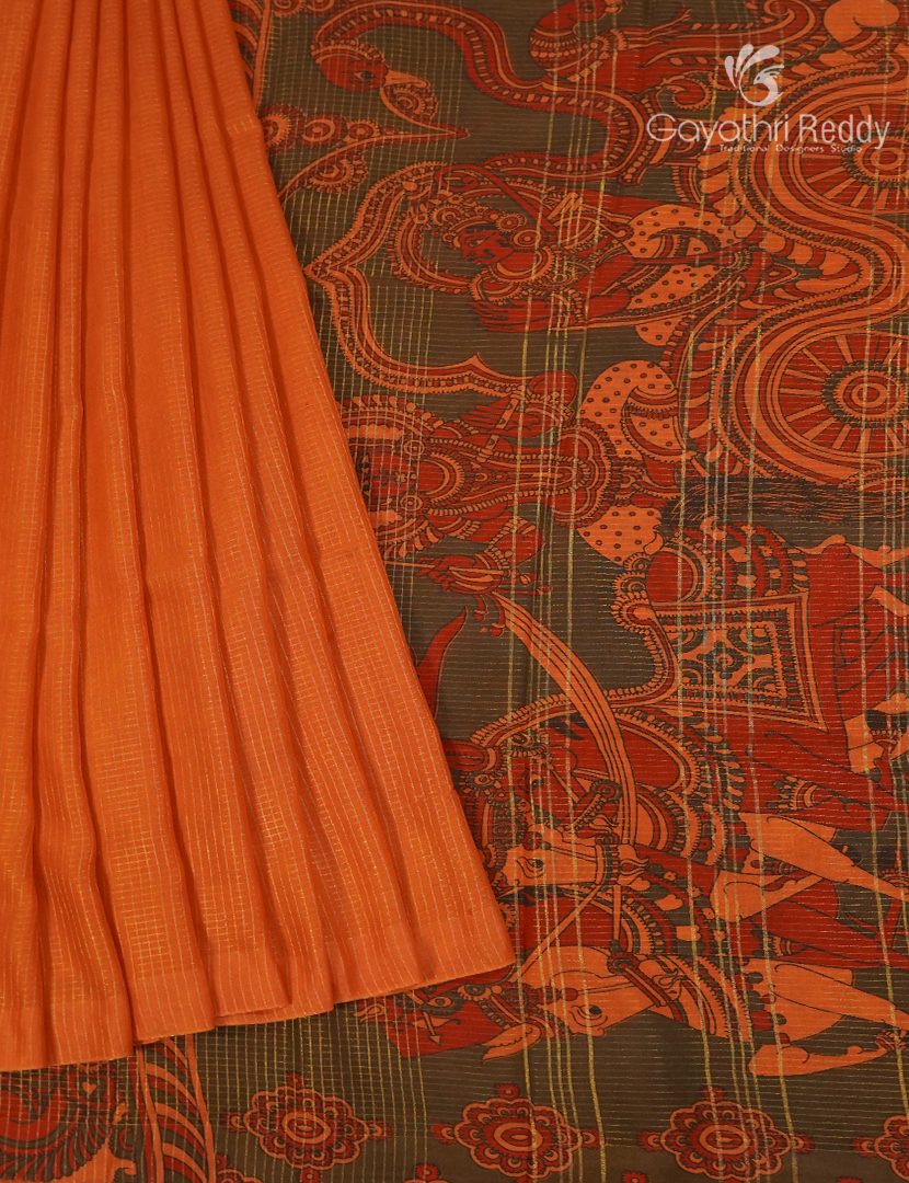 Pure Munga Silk Saree in Orange