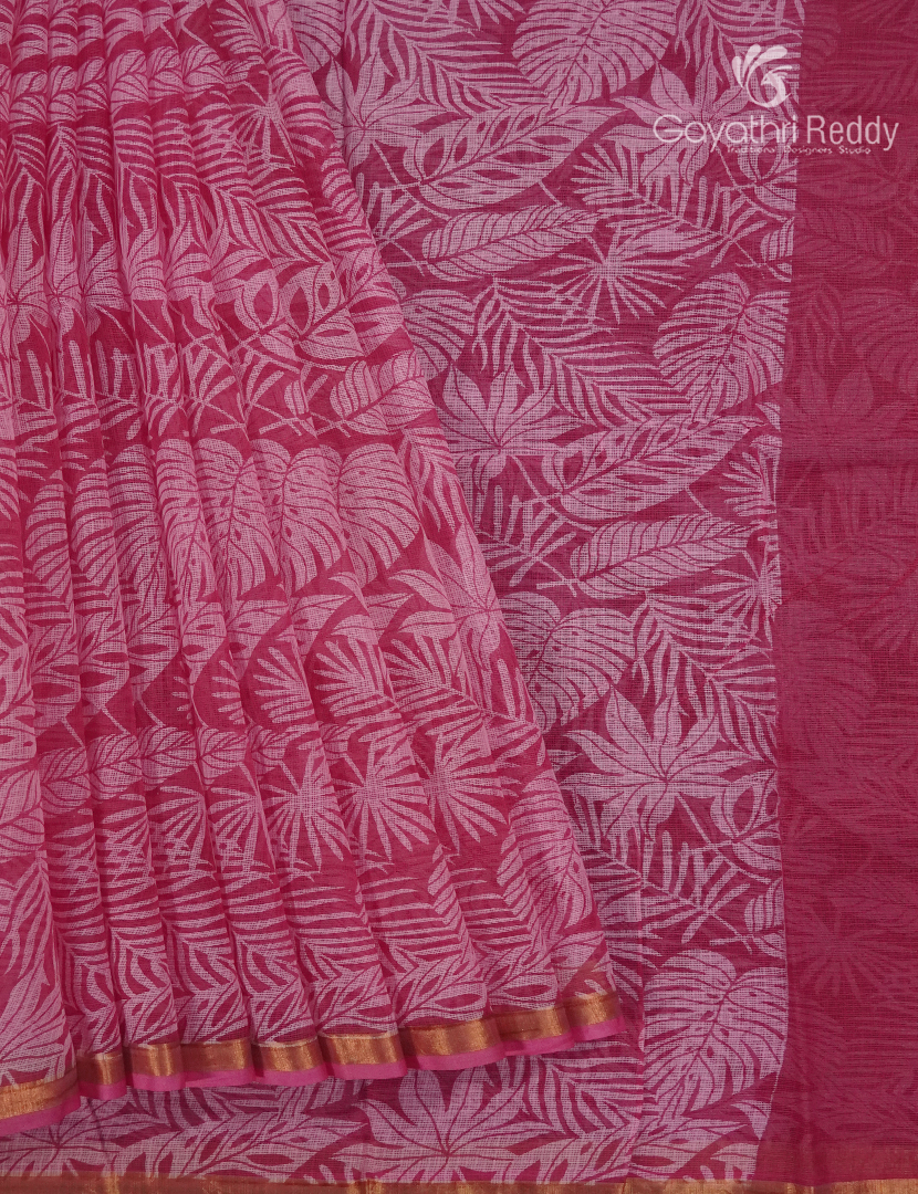 Premium Quality Cotton Kota Saree in Rani Pink