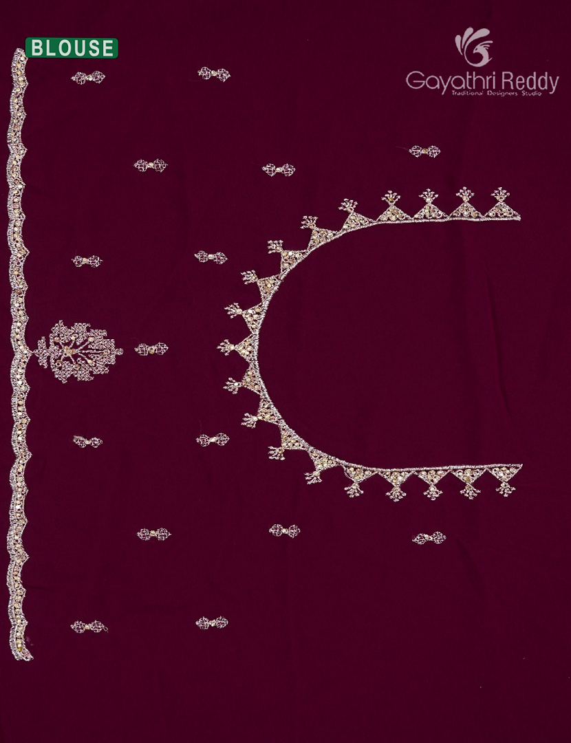 Georgette Fancy Saree in Deep Burgundy