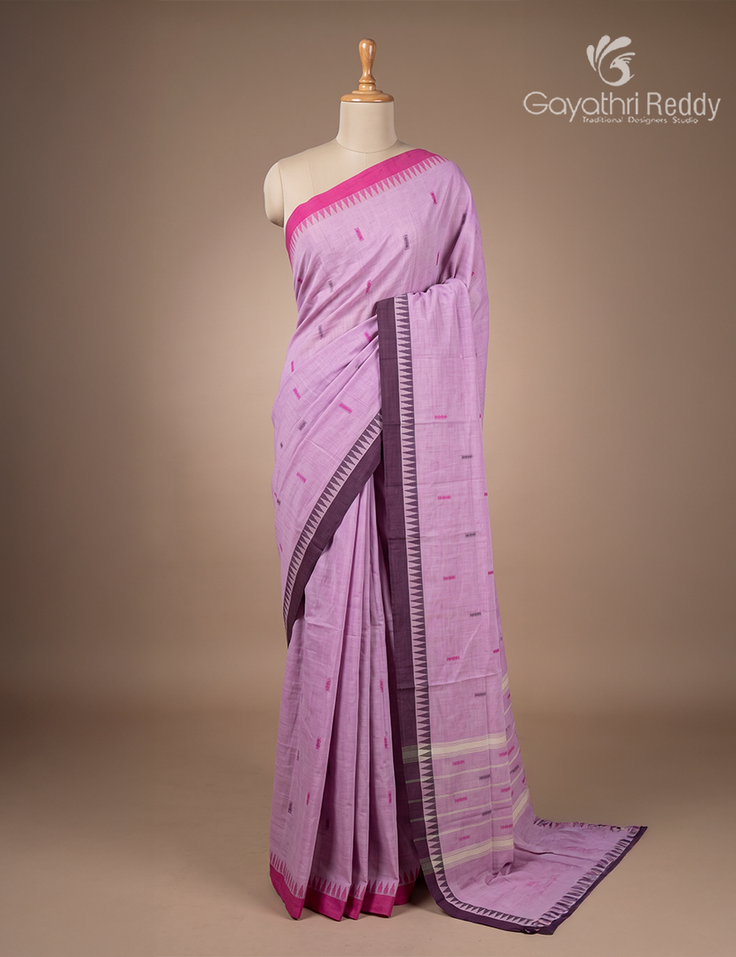 Pure Handloom Cotton Saree in Baby Pink
