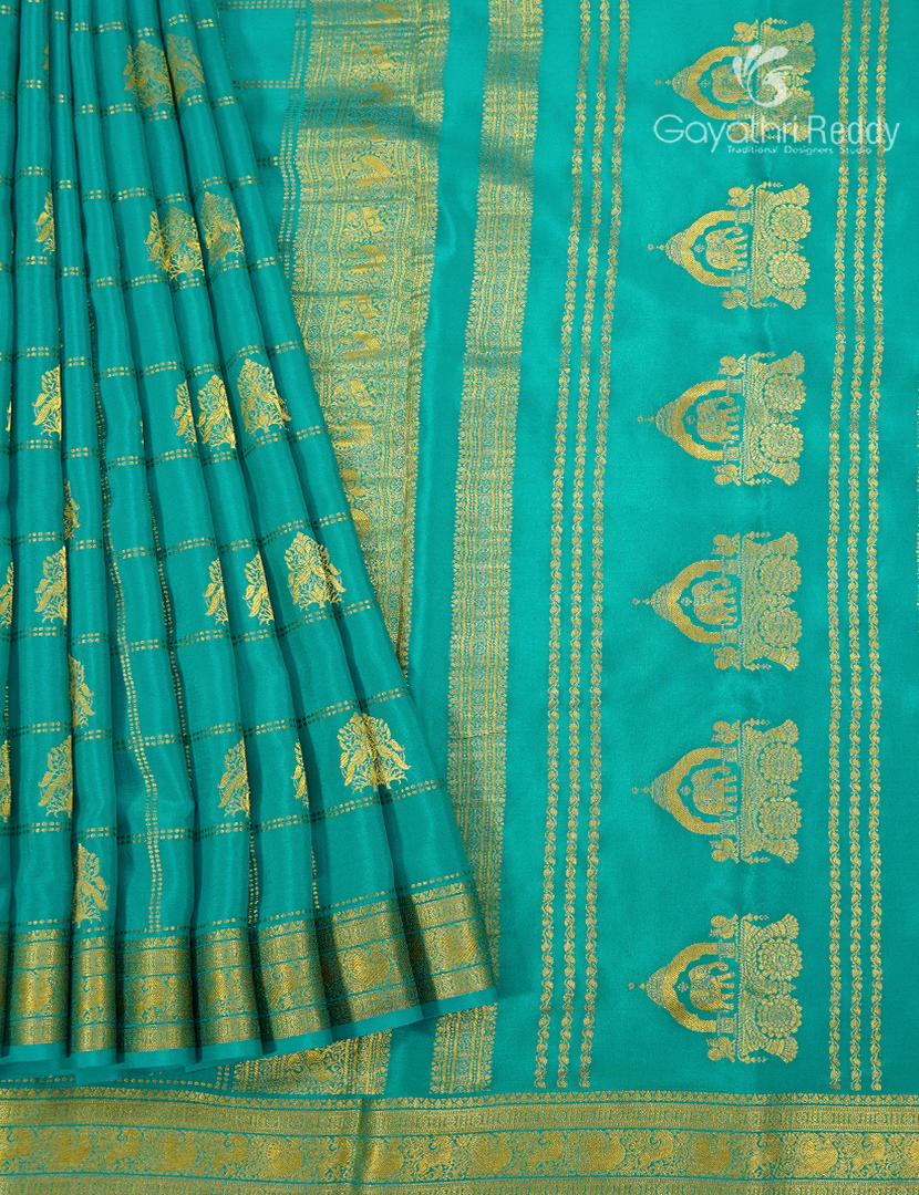Pure Mysore Silk Saree in Aqua Green