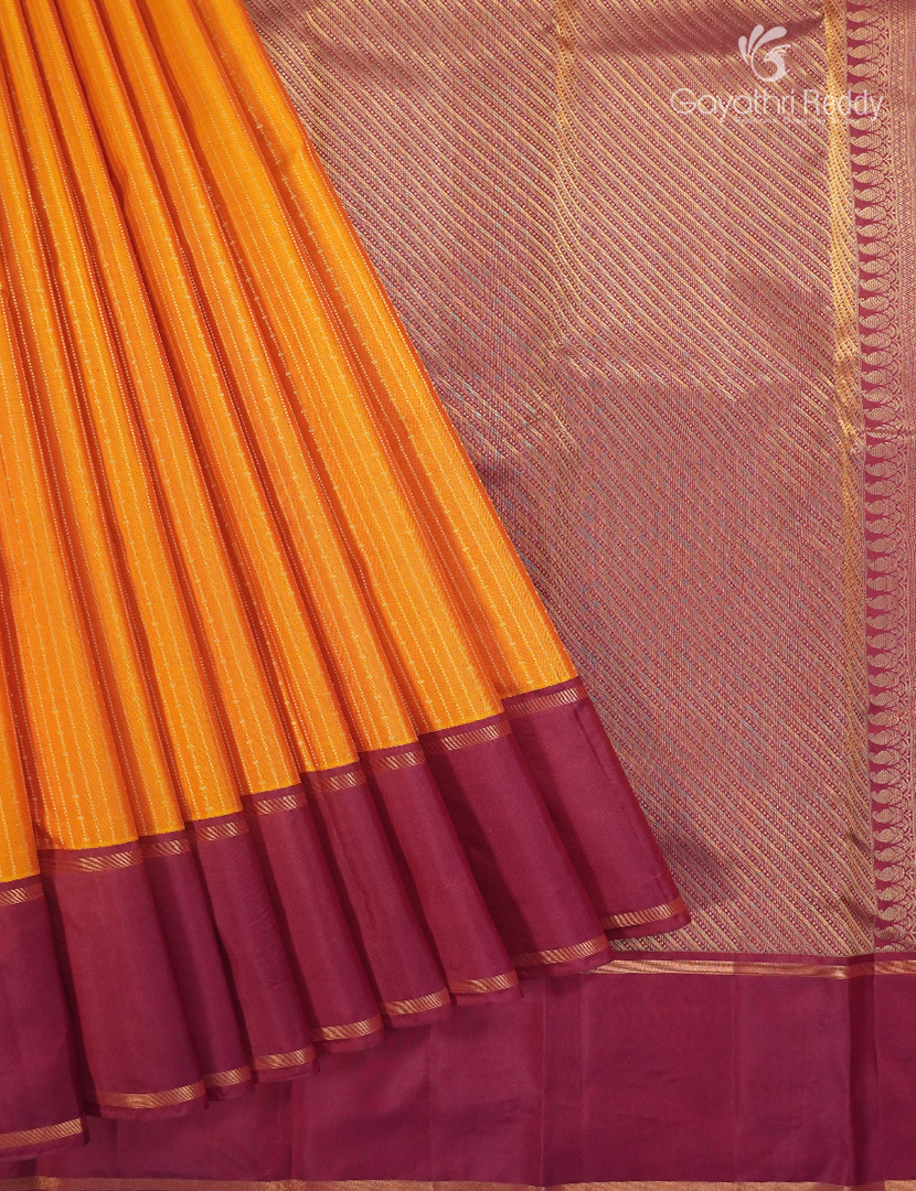 Pure Kanchi Vintage Saree in Candy Orange and Deep Redeep
