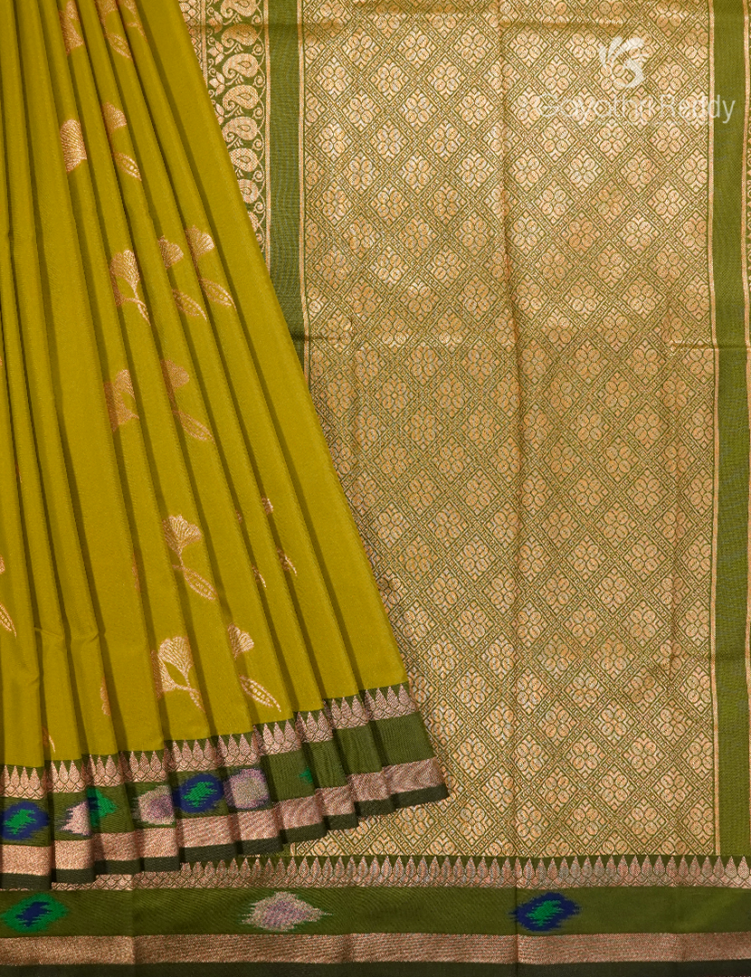 Semi Kanchipuram Art Silk Saree in Lime Green
