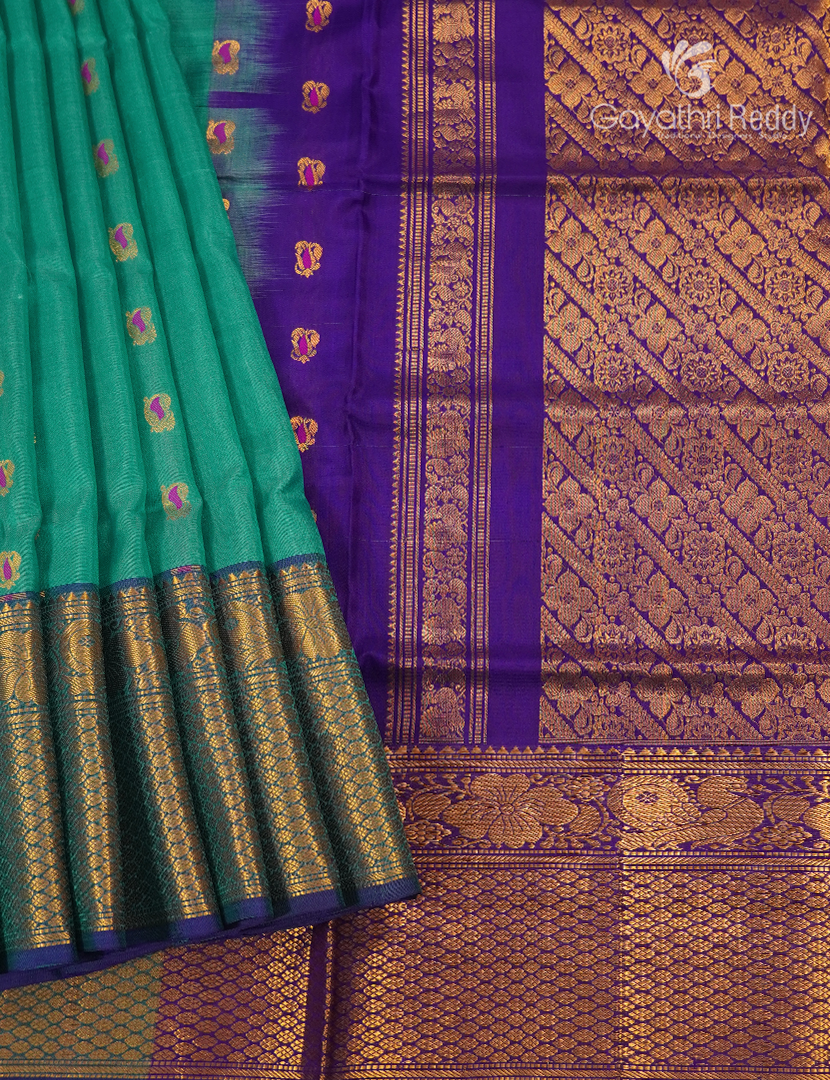 Pure Uppada Silk Saree in Sea Foam Green and Violet