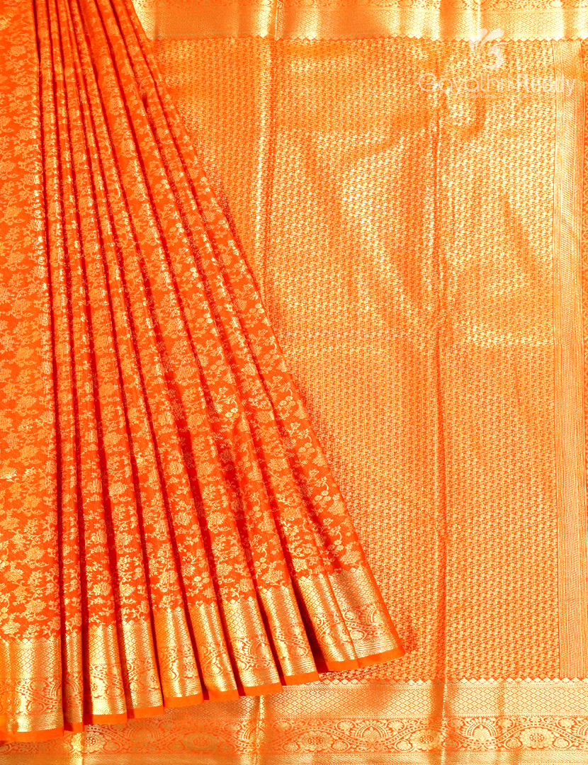 Semi Kanchipuram Silk Saree in Orange