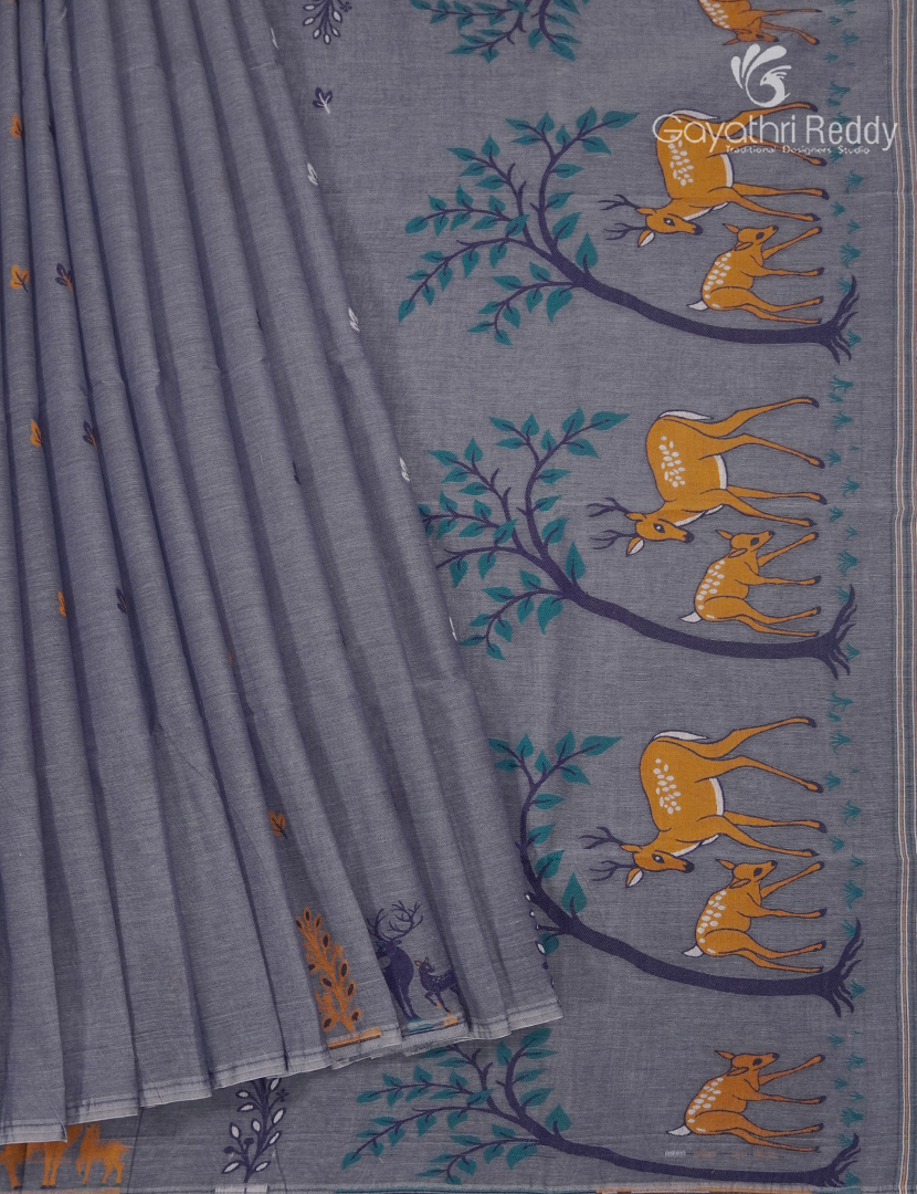 Jamdani Cotton Saree in Grey