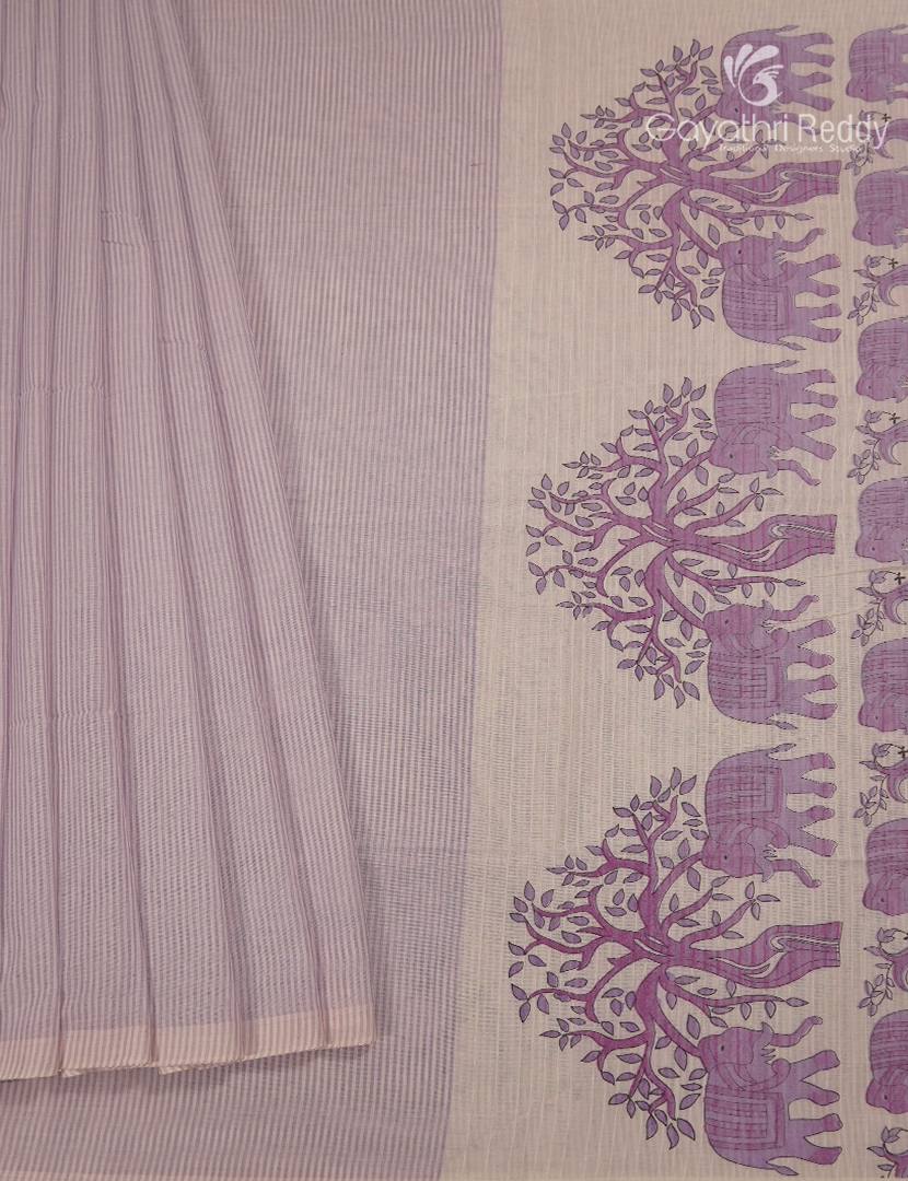 Pure Kanchi Cotton Printed Saree in Lavender