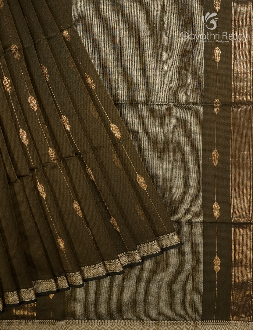 Pure Chanderi Sico Saree in Dry Mehendi Green