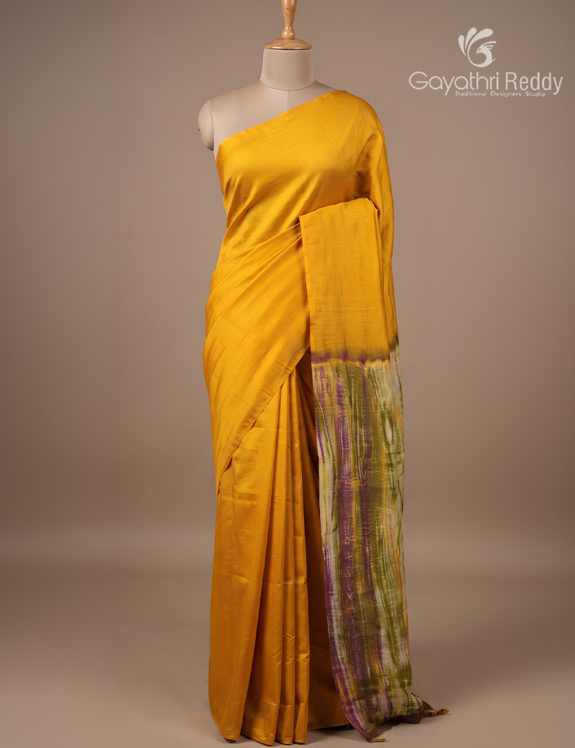 Pure Dupion Digital Print Saree in Yellow