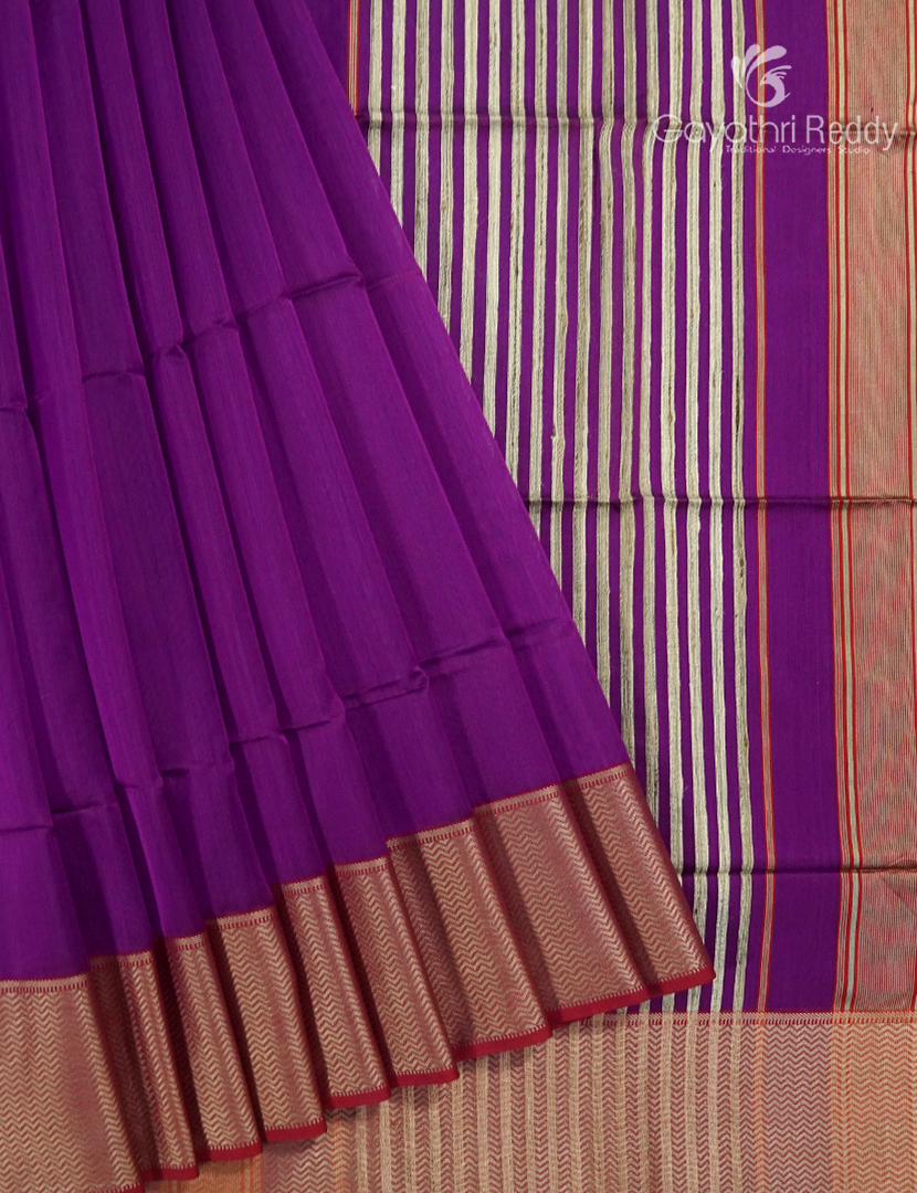 Pure Chanderi Sico Saree in Deep Purple
