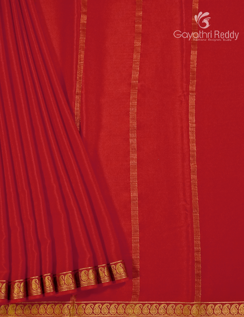 Pure Mysore Silk Saree in Rust Red