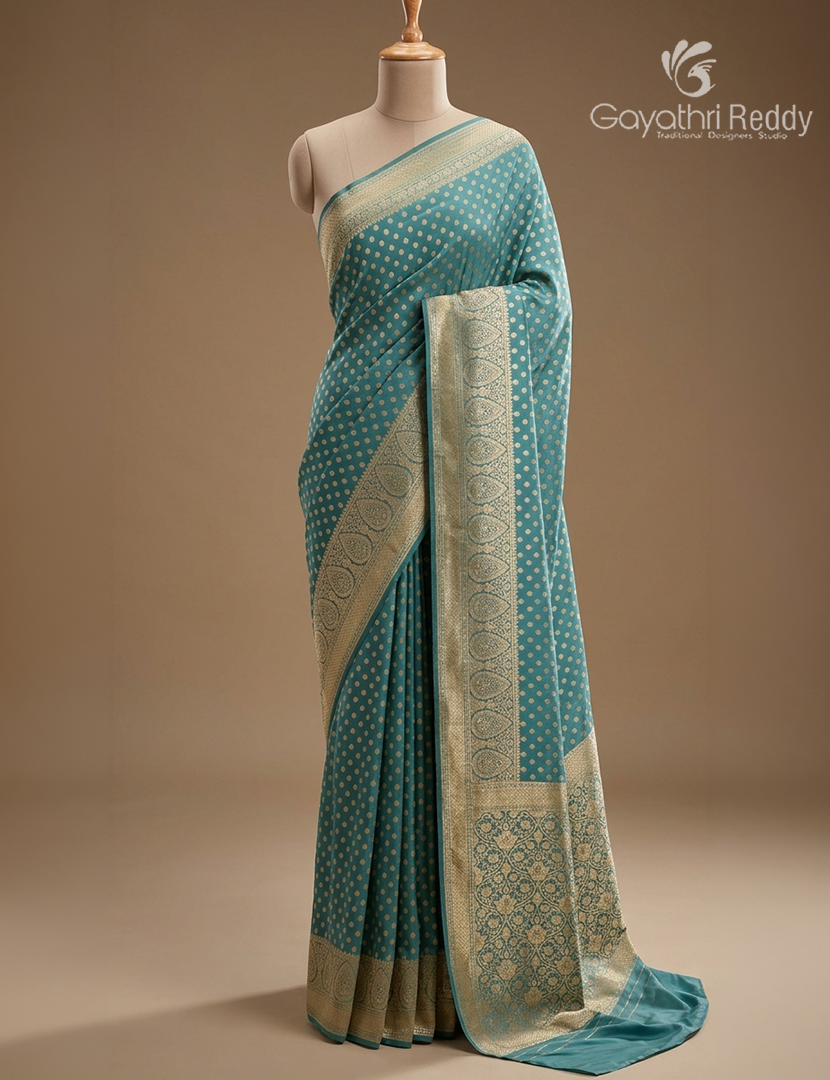 Banaras Georgette Saree in Aqua Blue