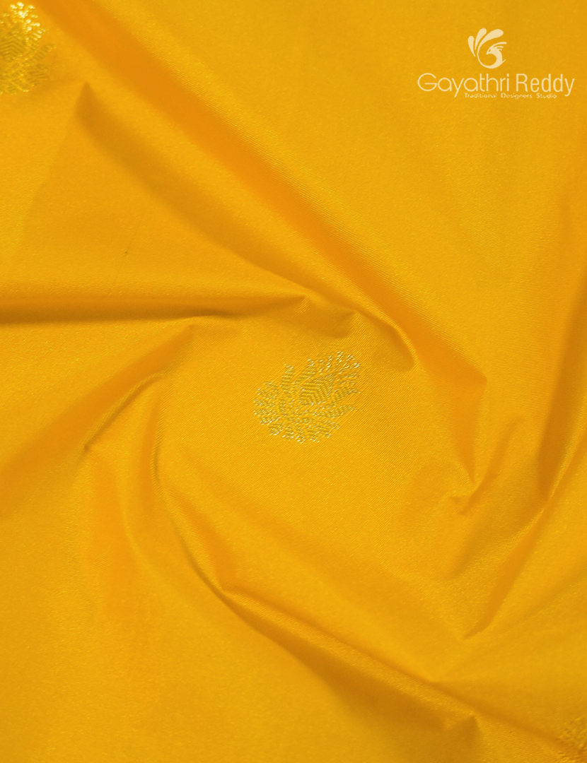 Semi Kanchipuram Silk Saree in Yellow and Purple