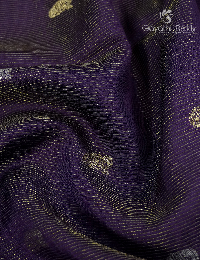 Semi Mysore Crepe Saree in Deep violet and Red