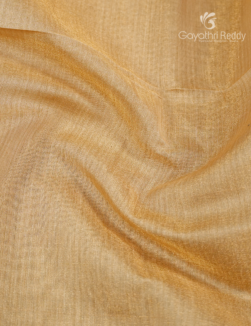 Pure Chanderi Sico Saree in Golden Cream