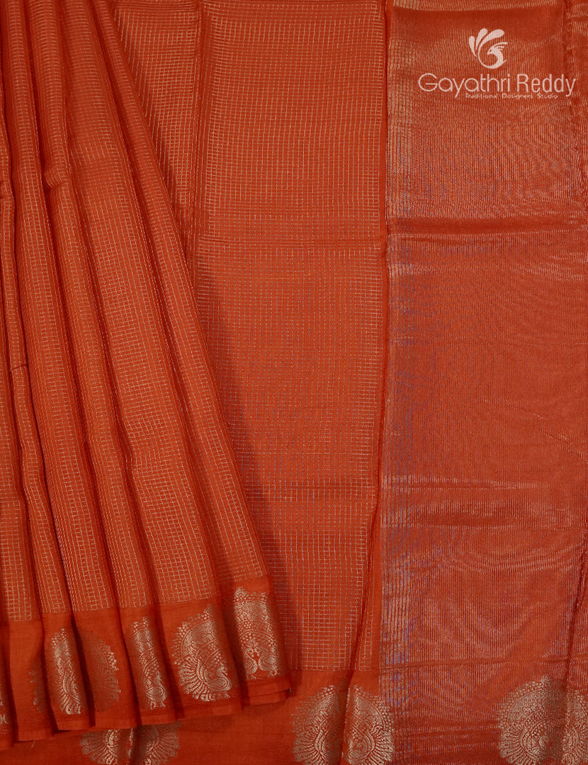 Semi Mysore Crepe Saree in Orange