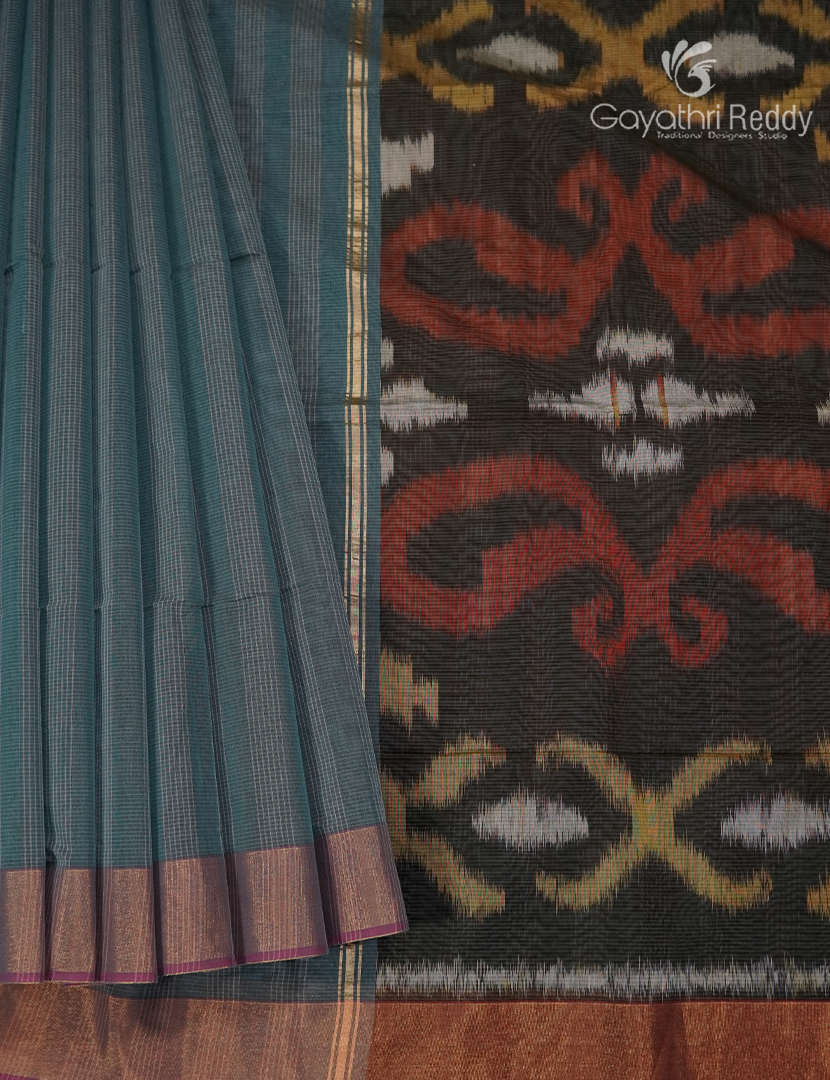 Semi Ikat Sico Saree in Grey