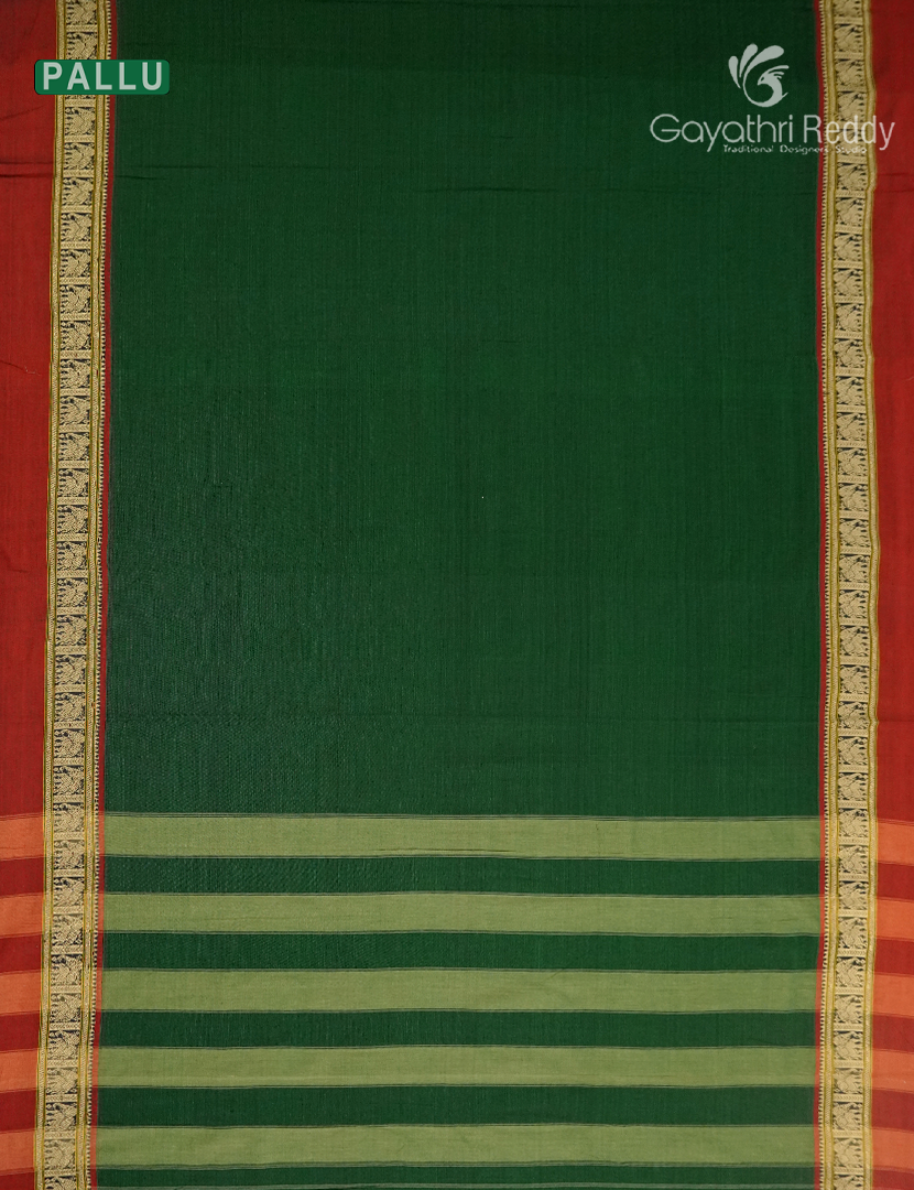 Pure Narayanpet Cotton Saree in Bottle Green