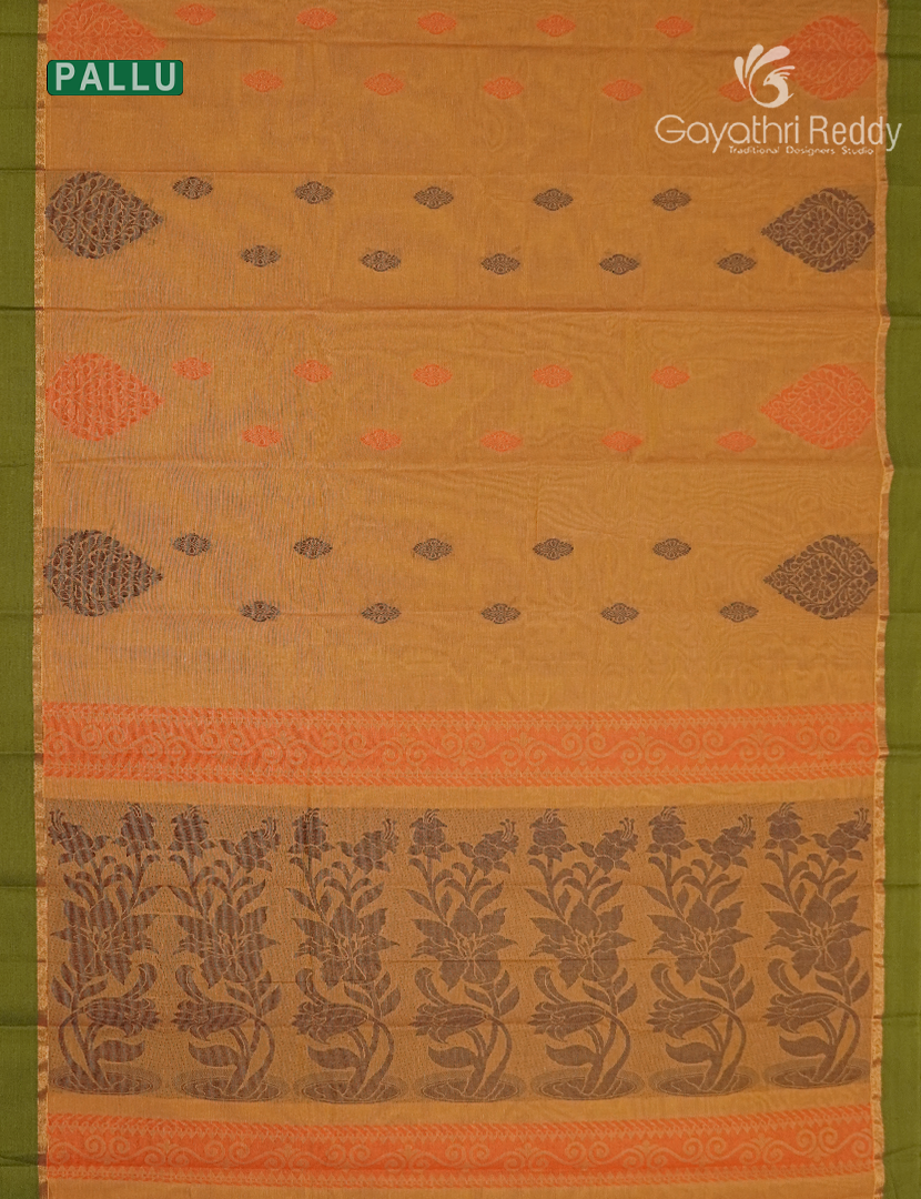 Pure Kanchi Cotton Saree in Orange