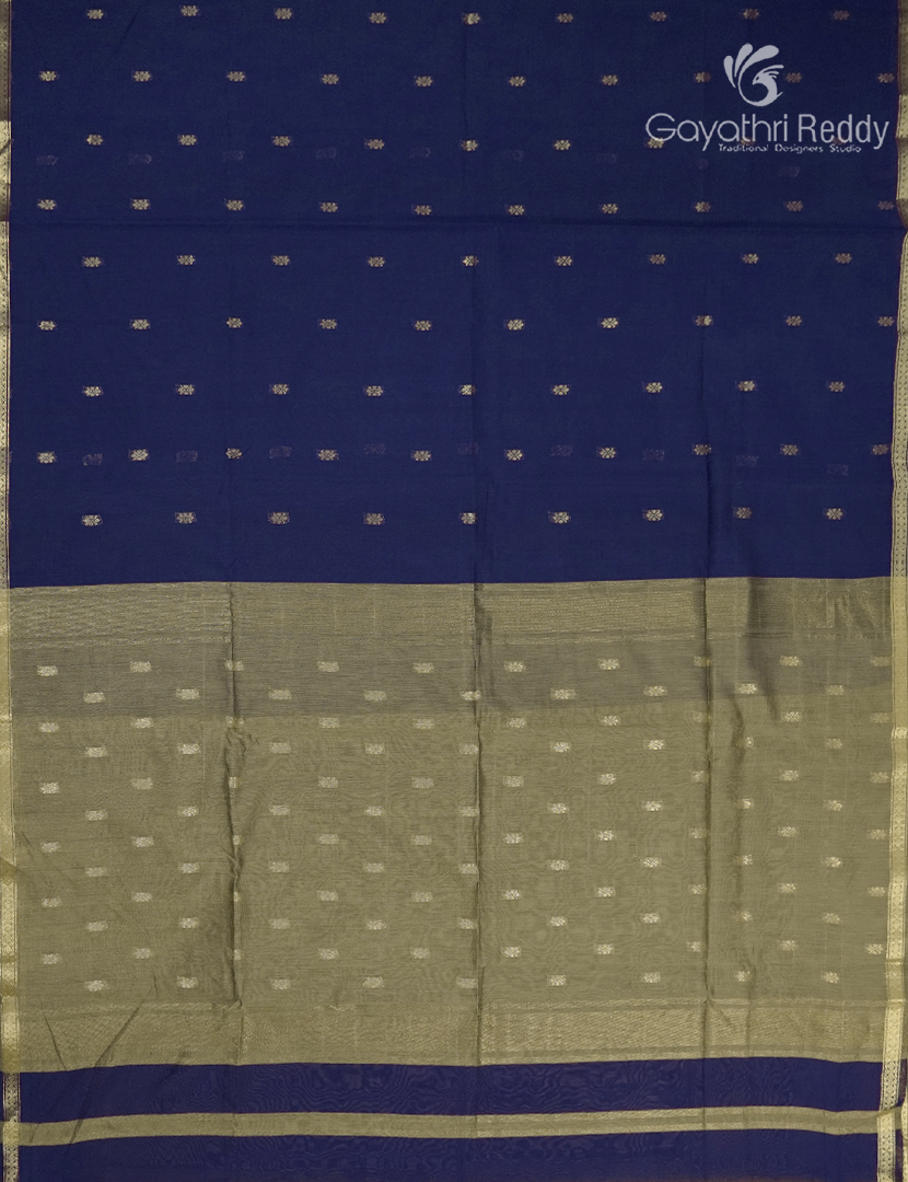 Kanchipuram Sico Saree in Navy Blue and Olive Grey