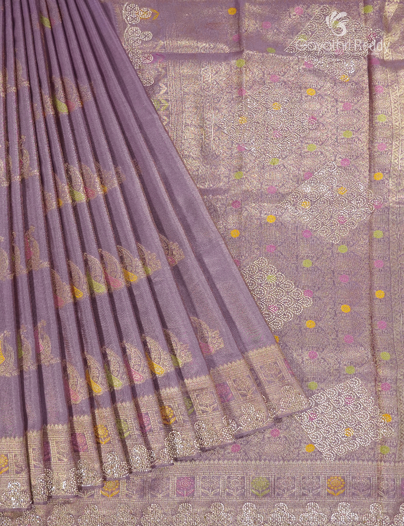 Semi Kanchipuram Silk Fancy Saree in Purple