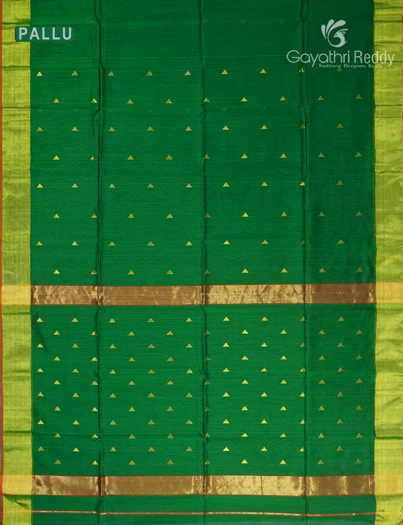 Pure Chanderi Sico Saree in Mango green