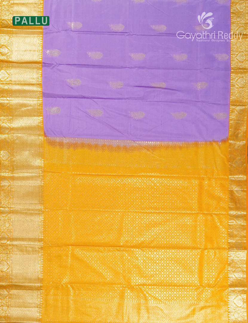 Semi Kanchipuram Silk Saree in Lavender and Yellow