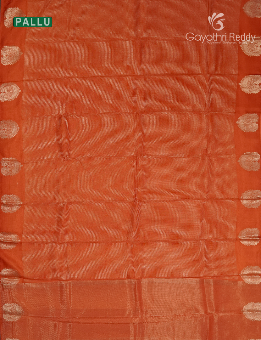 Semi Mysore Crepe Saree in Orange