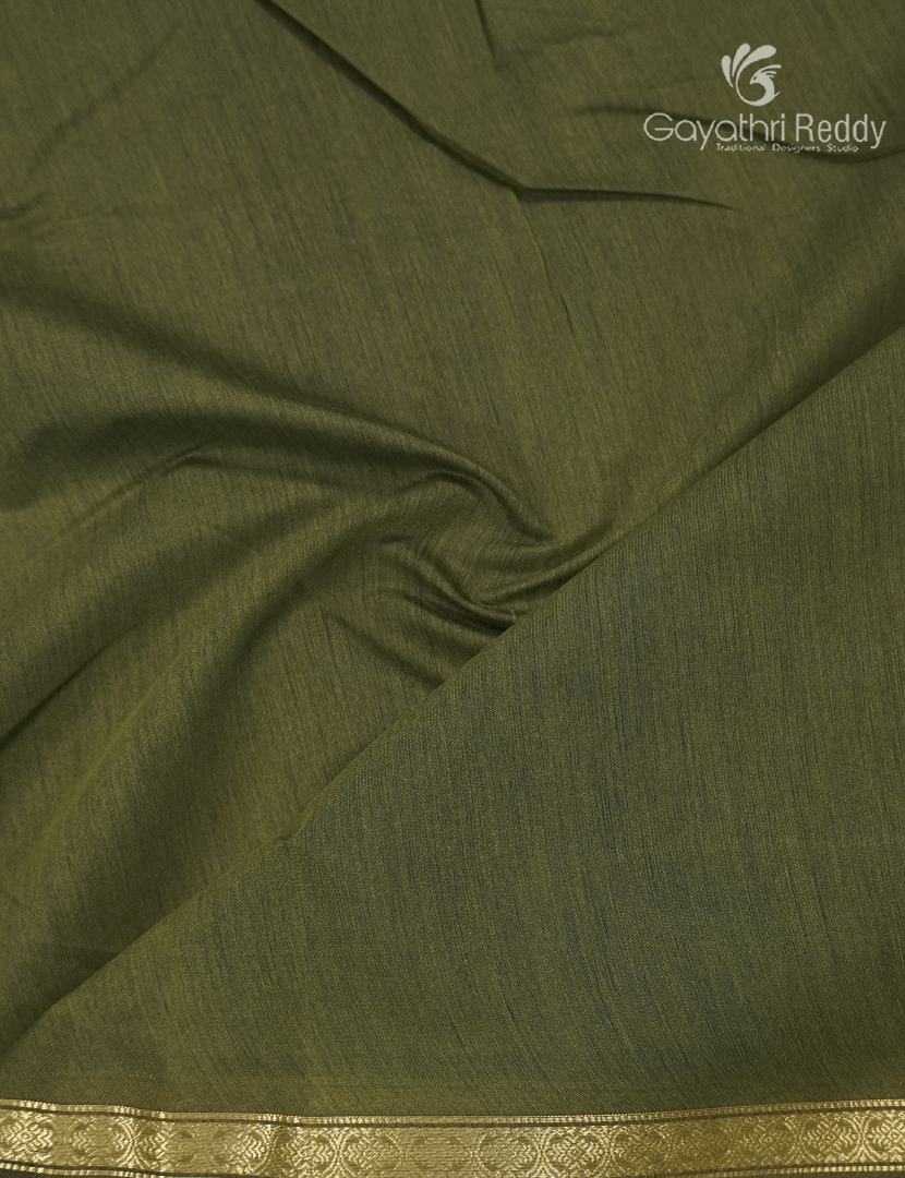 Kanchipuram Sico Saree in Navy Blue and Olive Grey