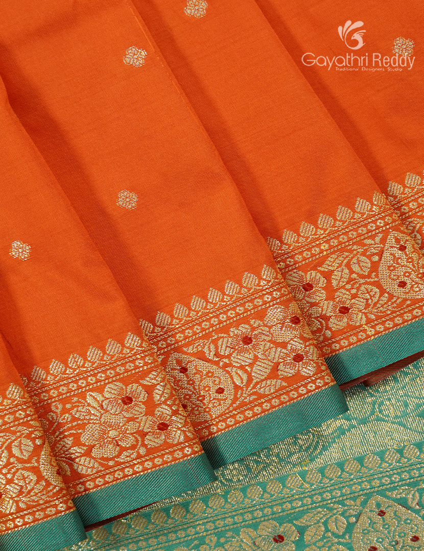 Semi Katan Silk Saree in Orange