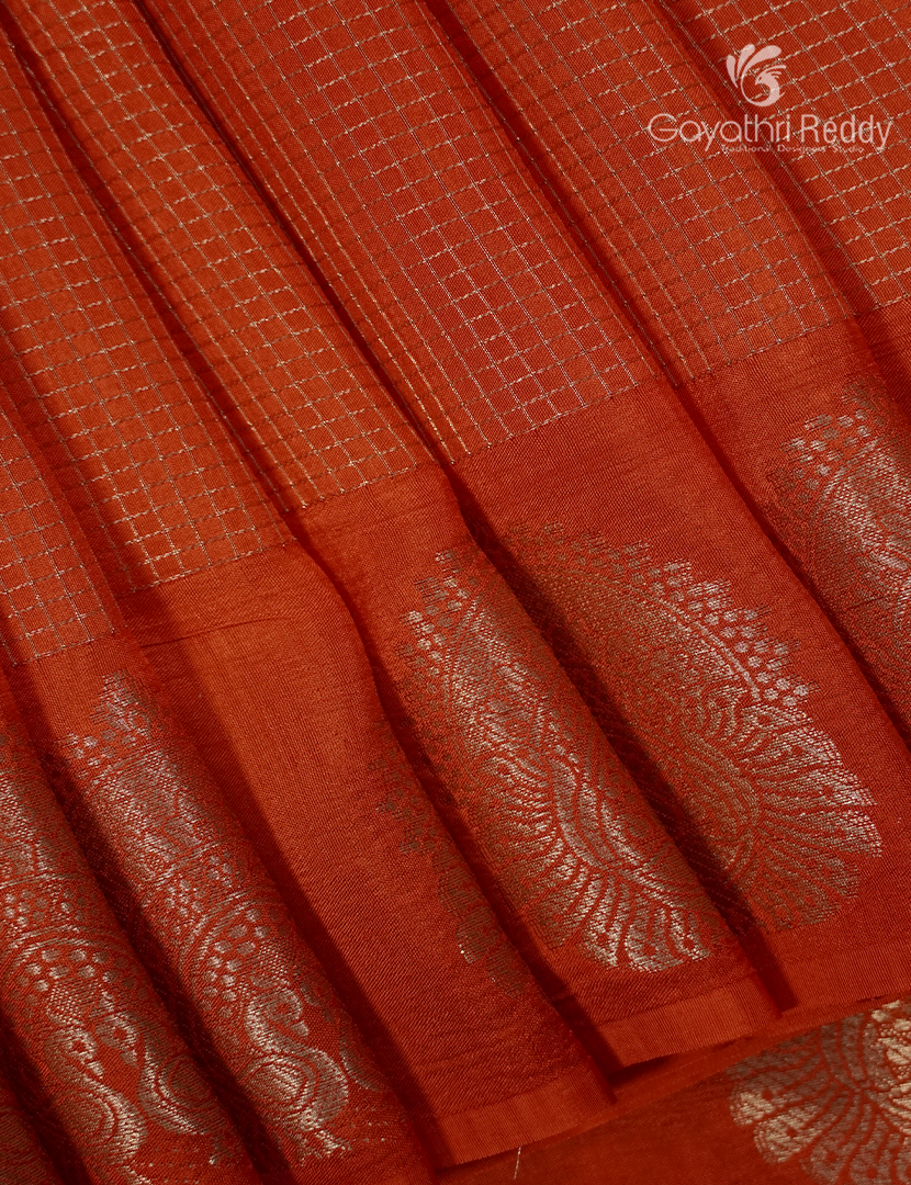 Semi Mysore Crepe Saree in Orange