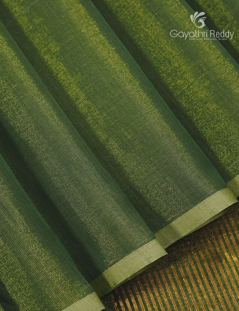 Pure Chanderi Sico Saree in Mehendi Green