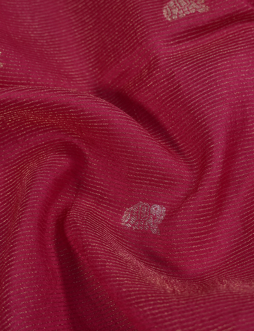 Semi Mysore Crepe Saree in Rani Pink and Navy Blue
