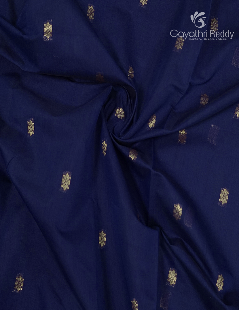 Kanchipuram Sico Saree in Navy Blue and Olive Grey