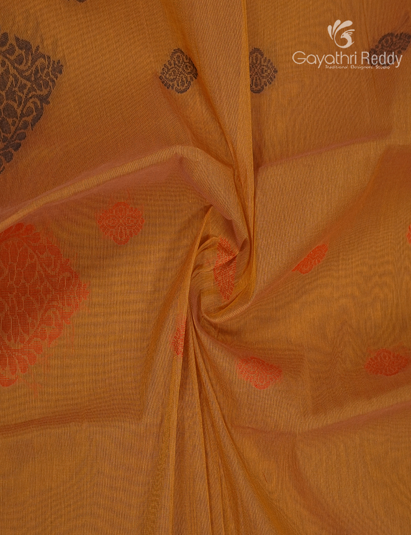 Pure Kanchi Cotton Saree in Orange