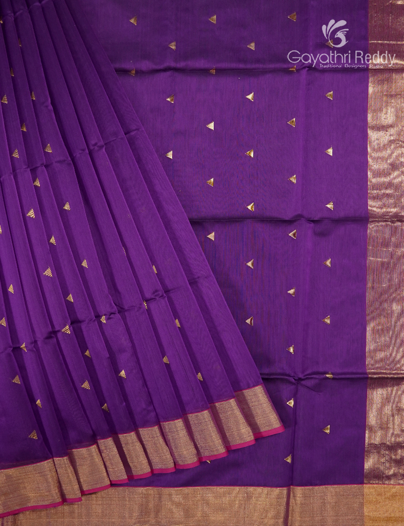 Pure Chanderi Sico Saree in Deep Purple