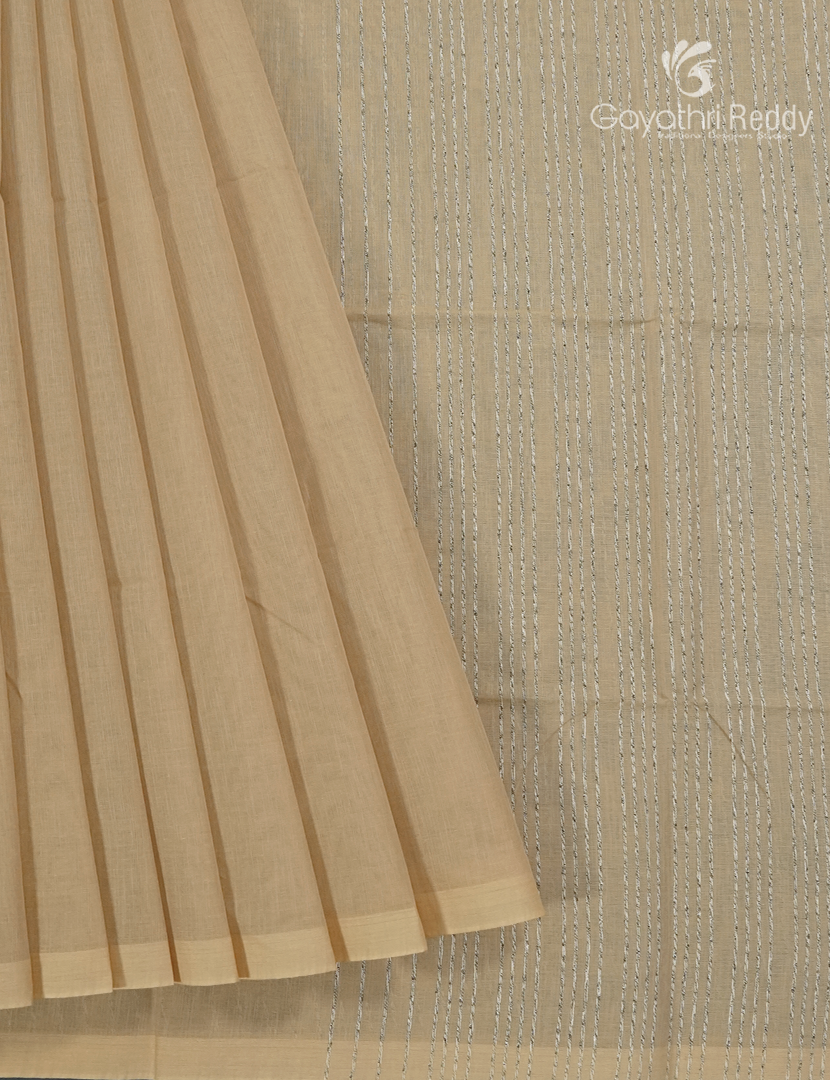 Pure Handloom Cotton Saree in Cream