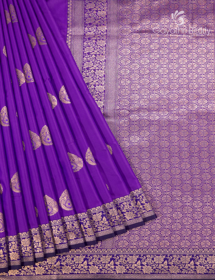 Semi Kanchipuram Art Silk Saree in Purple