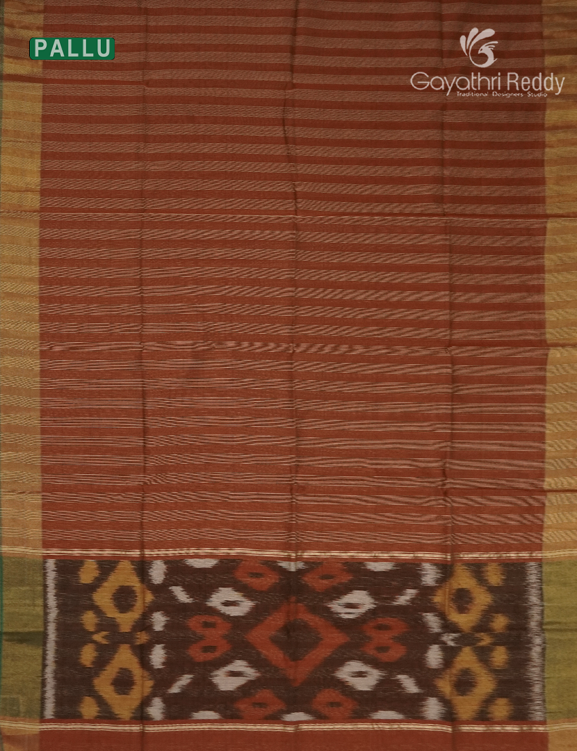 Semi Ikat Sico Saree in Rust