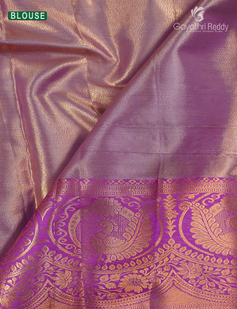 Semi Kanchipuram Silk Saree in Pastel Pista  Green and Magenta