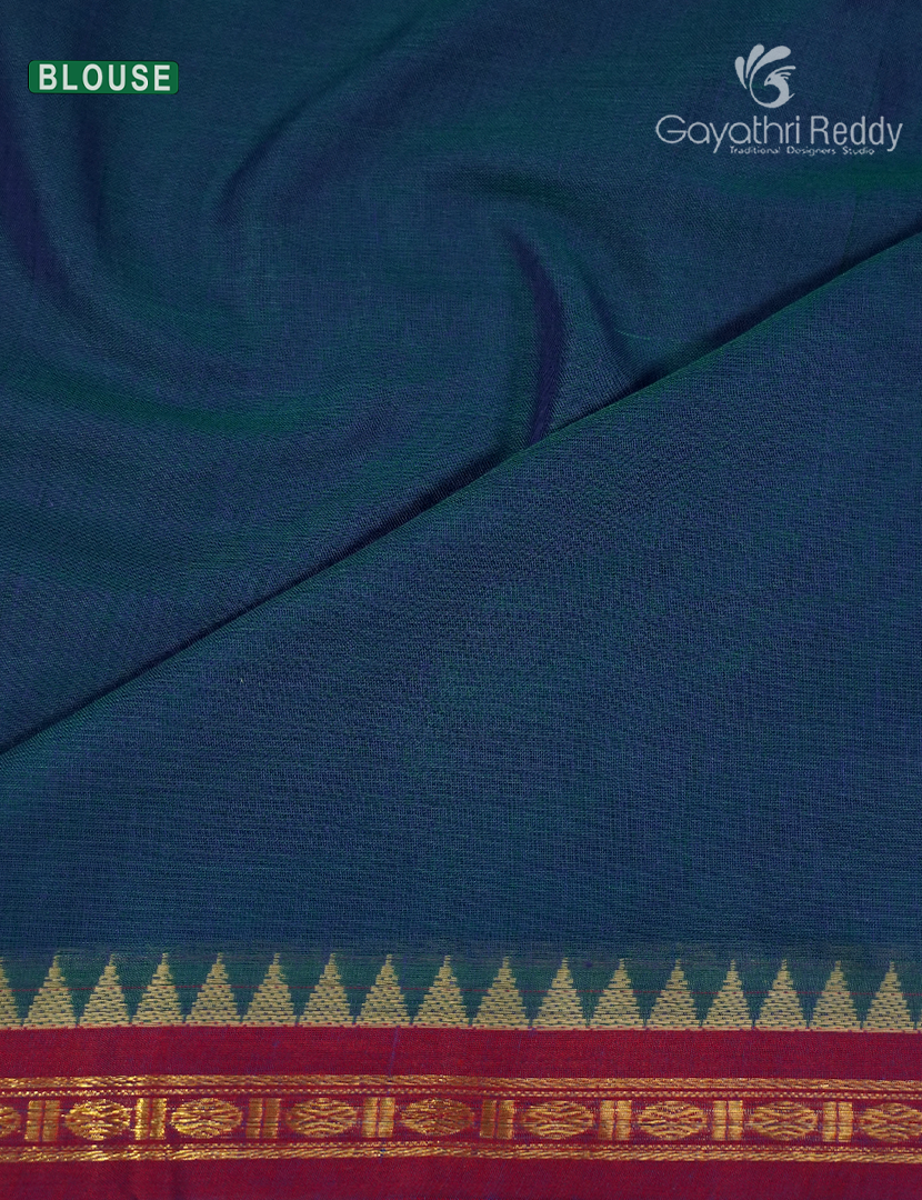 Pure Narayanpet Cotton Saree in Peacock Blue